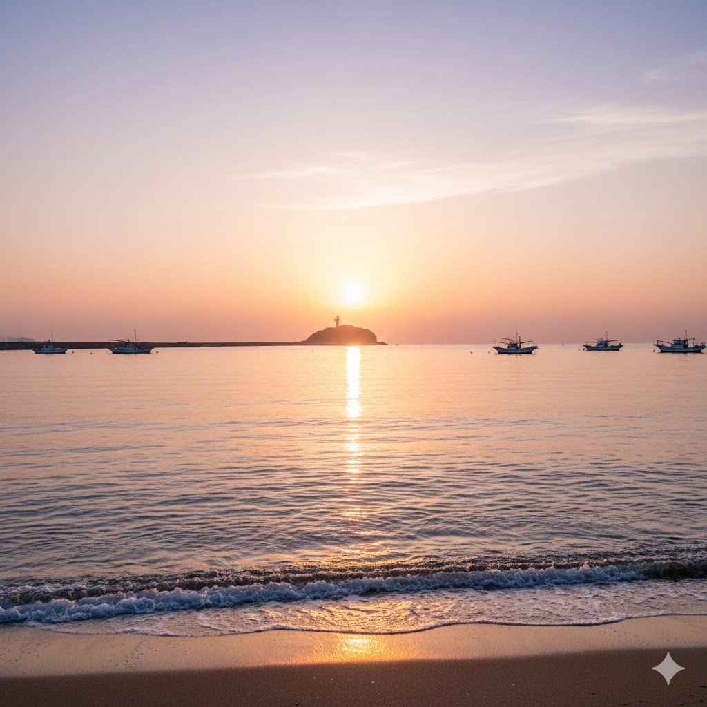 富津新港の朝焼け